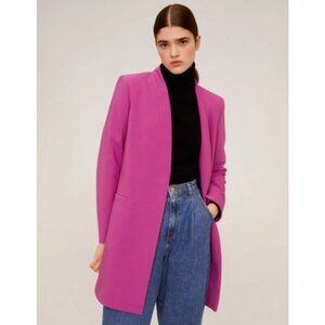 Mango Vibrant Bright Pink Short Blazer Sports Coat Button Closure Size XS